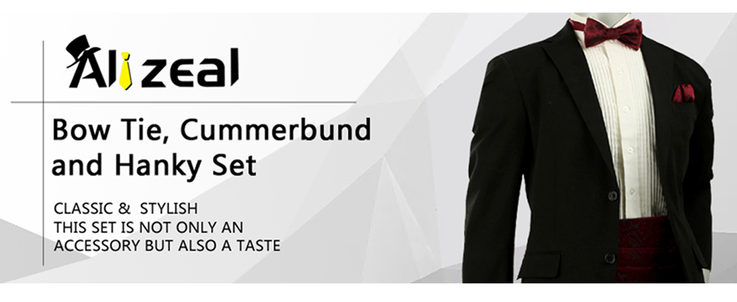 Комплект краватка-хустинка Alizeal Paisley сріблястий, чоловічий, однорозмірний