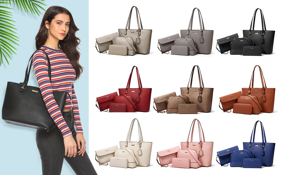 YTL Сумка-шопер жіноча велика бежева 4 в 1: сумка на плече, кросбоді, гаманець, картник - для офісу, школи, покупок, подорожей