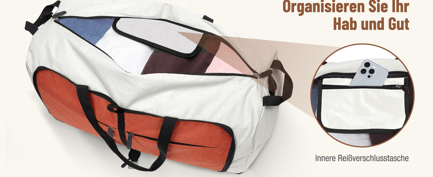 Сумка-рюкзак Lekesky для подорожей, 45x36x20 см, Easyjet Handgepäck, спортивна сумка з відділенням для взуття, водонепроникна, 80 л, бежево-коричнева