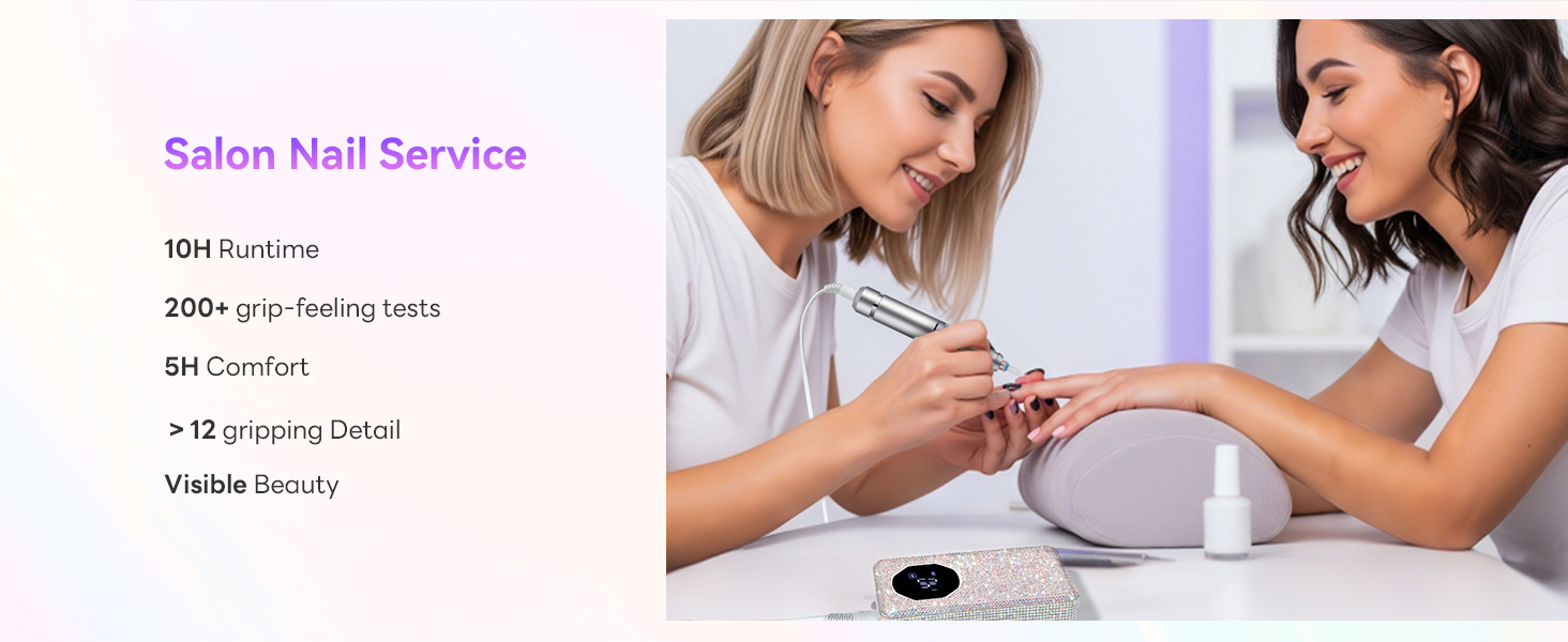 SAVILAND Професійний фрезер для нігтів 40000 об/хв: електрична машинка для манікюру з алмазним покриттям, акумулятор 4000 mAh, для товстих акрилових нігтів