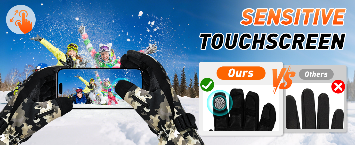 Греючі рукавиці для чоловіків та жінок, 7.4V 3000mAh, акумулятор, сенсорний екран, для катання на лижах, кемпінгу, їзди на велосипеді, 3 рівні нагріву