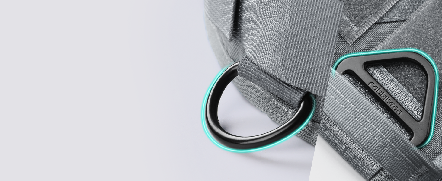 Шлейка для собак Rabbitgoo для великих собак без натягу, тактична, з MOLLE, металеві пряжки, дихаюча, військова, регульована, з підкладкою, L (1 шт., сіра)