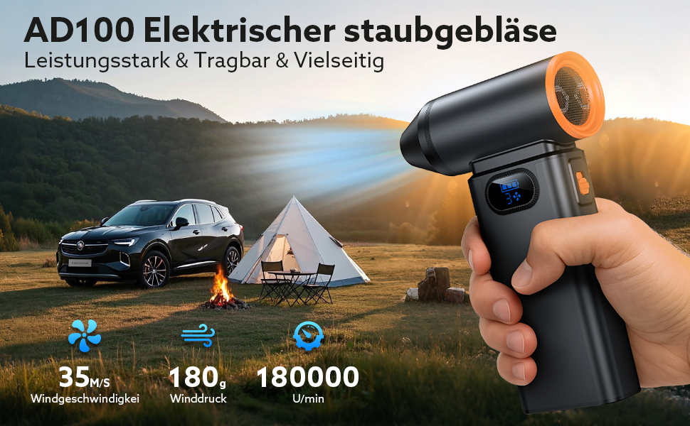 Електричний пилосос для повітря Metall Air Duster 180000RPM з акумулятором 8000mAh, 4-ступенева регулювання, для ПК, клавіатури, авто та відпочинку на природі