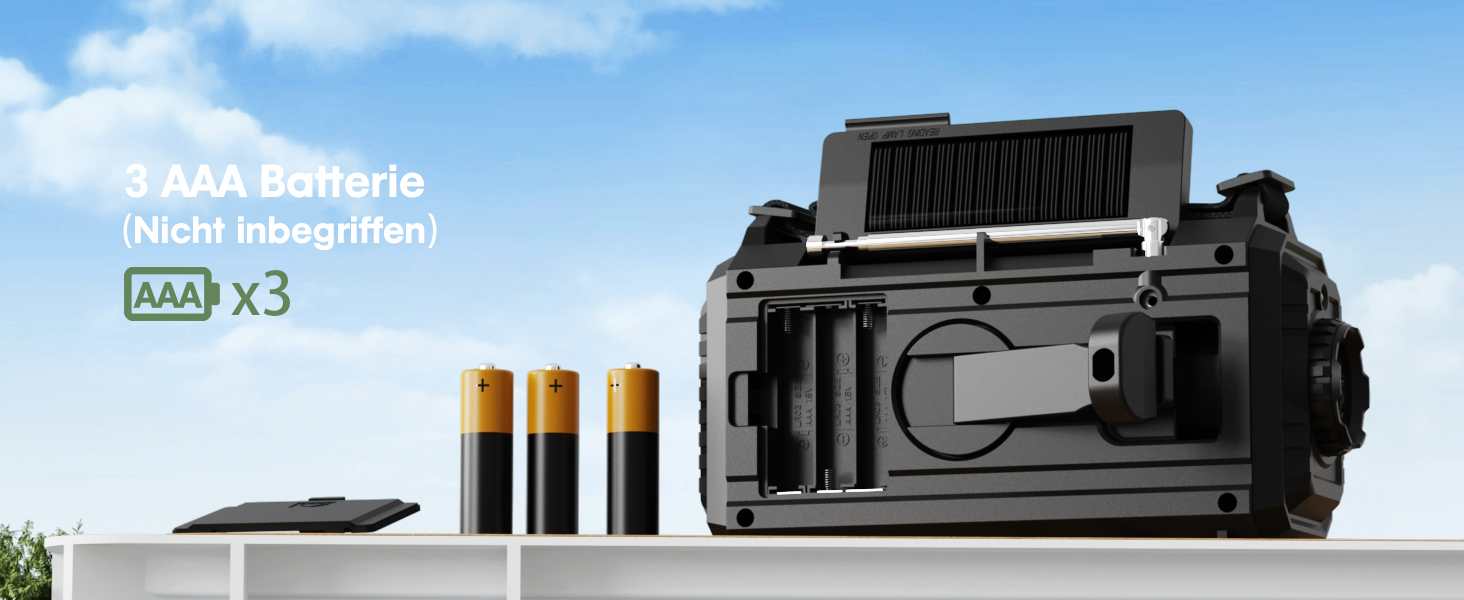 Радіо Roxicosly з ручним заводом та сонячною панеллю, 12000mAh Power Bank, AM/FM радіо для будівельних майданчиків, з ручним заводом та 5-ма способами живлення, приймач на весь світ, ліхтарик та зарядний пристрій, для відпочинку на природі, кемпінгу, надзвичайних ситуацій, блакитний колір