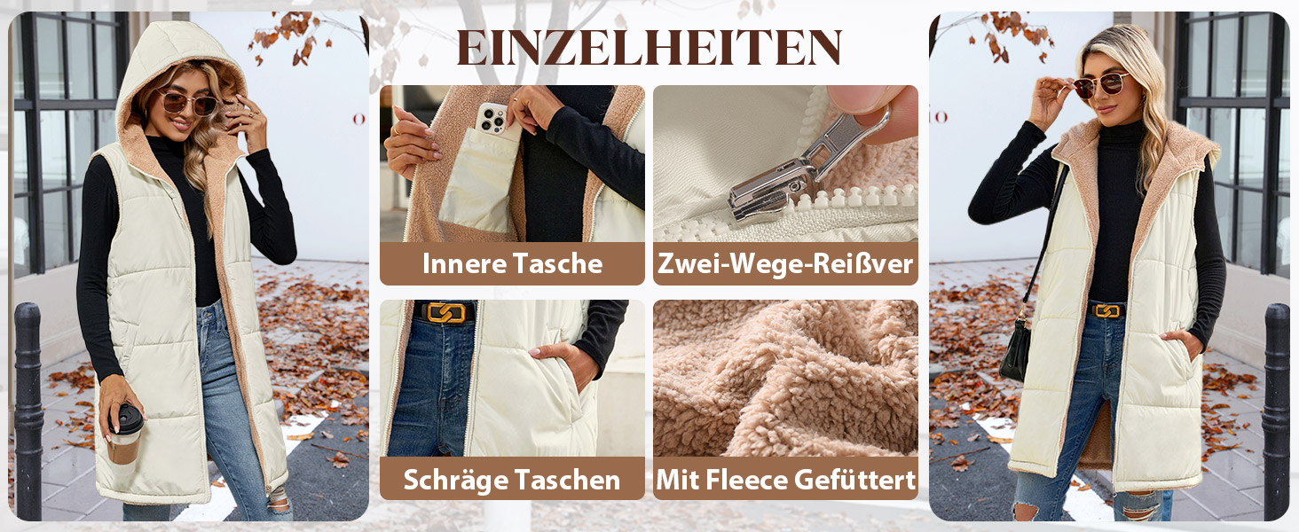 Жіноча жилетка Tuopuda з капюшоном, степкова, з флісовою підкладкою, тепла зимова куртка, безрукавка, термо-жилетка, на блискавці, чорна, розмір S