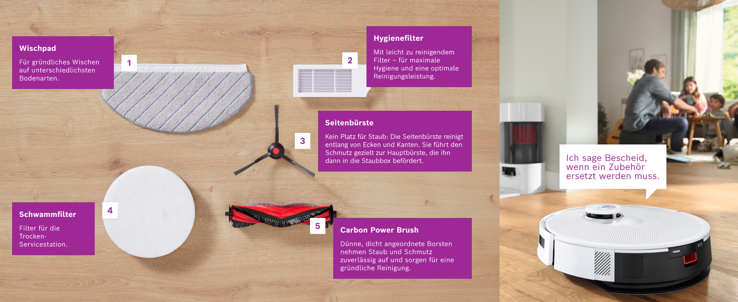 Робот-пилосос Bosch Spotless BCRD1W з функцією миття, 11000 Па, білий