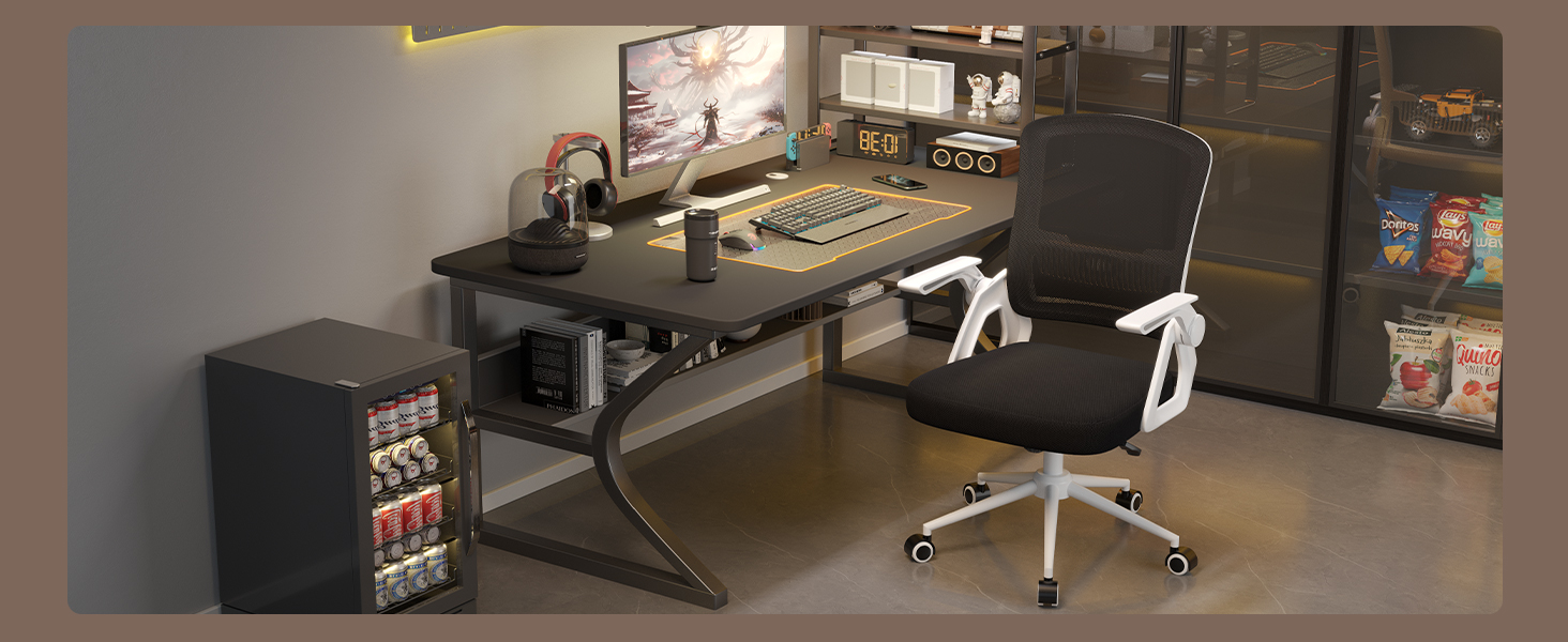 Офісний стіл Naspiro Ergonomischer Bürostuhl: регульований, з сітчастою спинкою та підлокітниками, з підтримкою попереку, для дому та офісу (чорний/білий)