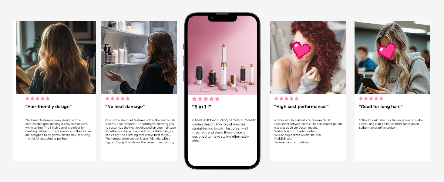 Atopskins Pro Air Styler 6 в 1: Фен-щітка, плойка, стайлер для волосся, сушка, укладка, для всіх типів волосся