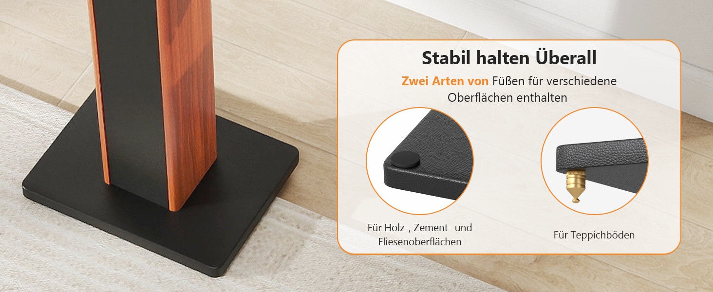 Стійки для колонок Holz Braun Schwarz, 70 см - Преміум підставки для домашнього кінотеатру та студії з прихованою проводкою