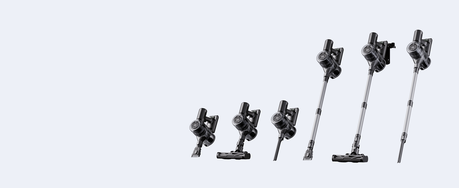 Бездротовий пилосос Proscenic P13: акумуляторний, 45KPa, 550W, 45 хв, з сенсорним екраном, зелене підсвічування, зарядний блок для стіни, анти-намотування, для килимів, твердих поверхонь, автомобіля, шерсті тварин (сірий)