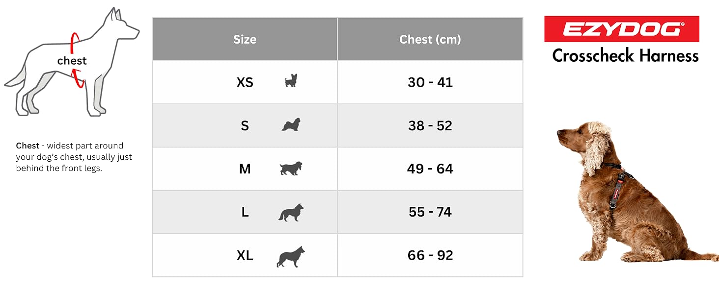 Шлейка для собак EzyDog Crosscheck, чорна, регульована, M (45-64 см)