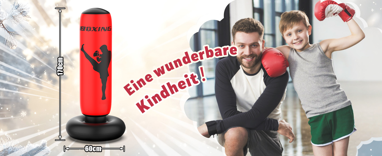 Дитячий боксерський мішок XBEN 170см, надувний, для карате, таеквондо, MMA, червоний