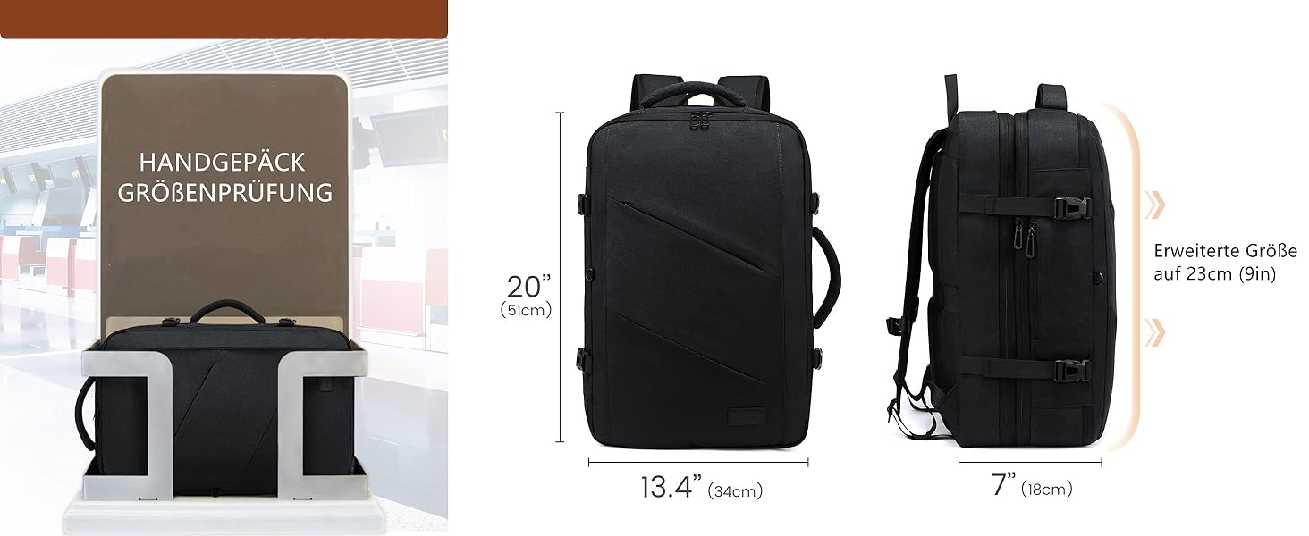 Рюкзак LOVEVOOK 30-40L для подорожей, чорний, з відділенням для ноутбука 17.3 дюйма, антикрадійний, ручна поклажа, розширюваний