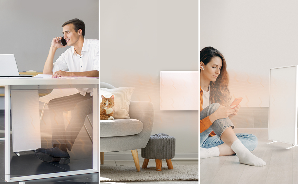 Інфрачервовий обігрівач Byecold 300W зі Standfüßen (ніжки), електричний, економний, з захистом від перегріву, білий