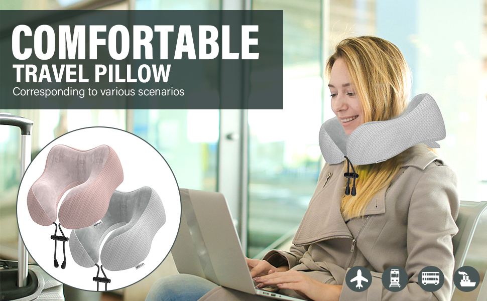Подушка для шиї у вигляді хом'ятка, для подорожей, авто, офісу та дому (Рожева)