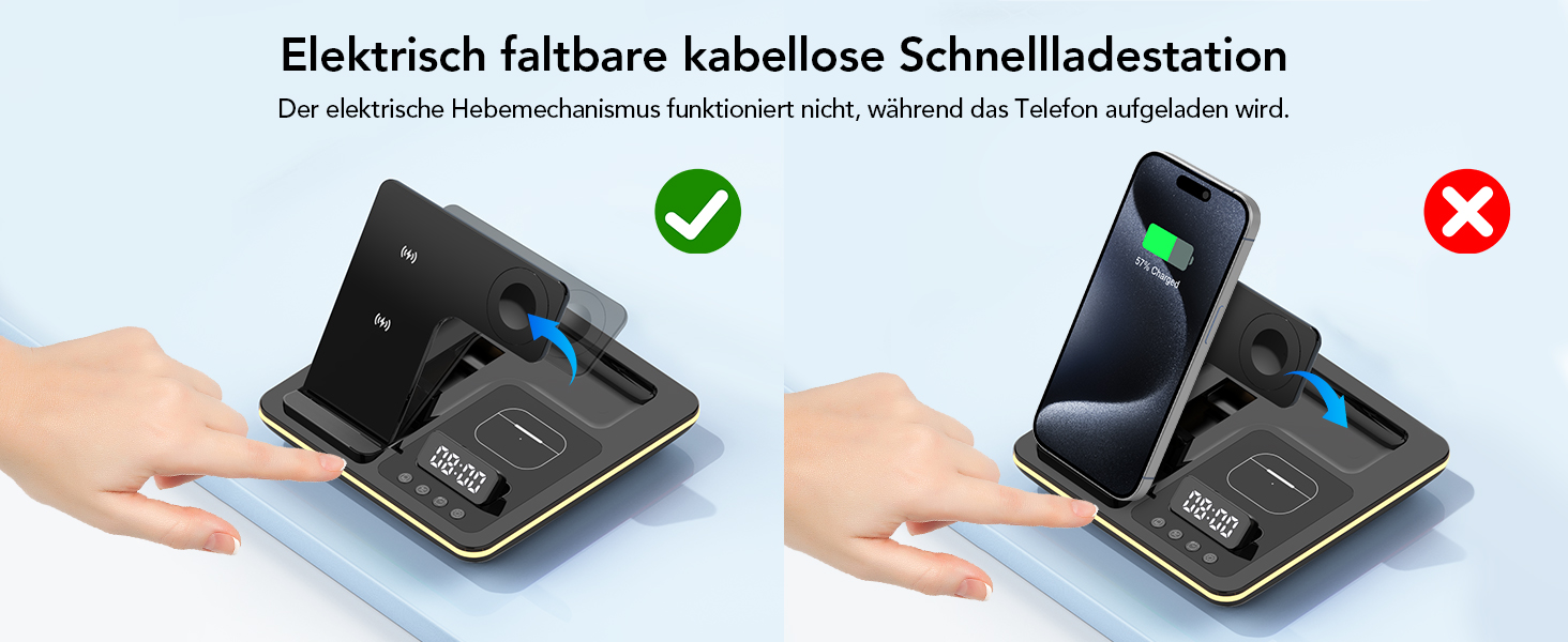 Багатофункціональна зарядна станція Hatalkin 5 в 1 для iPhone, Apple Watch та AirPods Pro. З функцією будильника та нічника, срібна