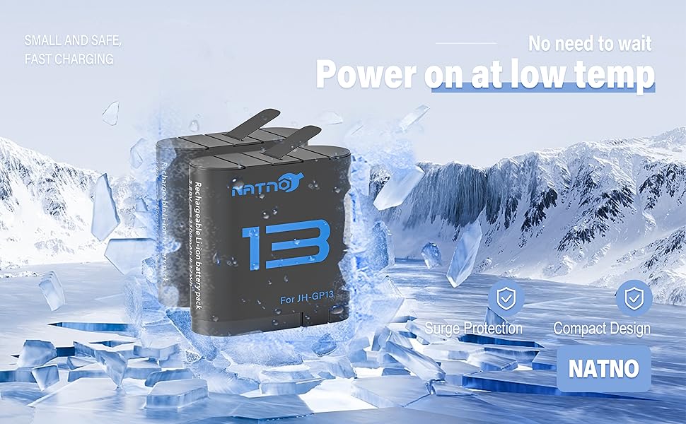 Акумулятор для GoPro Hero 13 (2 шт.) 2100mAh + Тризарядний USB-пристрій для зарядки - Сумісний з екшн-камерою Hero 13 Black