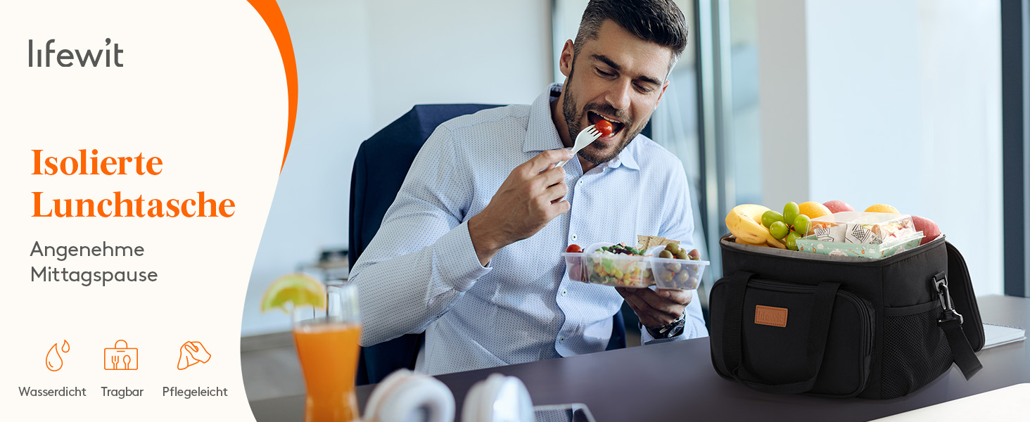Термосумка LifeWit 15L: компактна, ізольована сумка-холодильник для їжі, напоїв, пікніків та подорожей. Водонепроникна, сіра, для чоловіків та жінок.