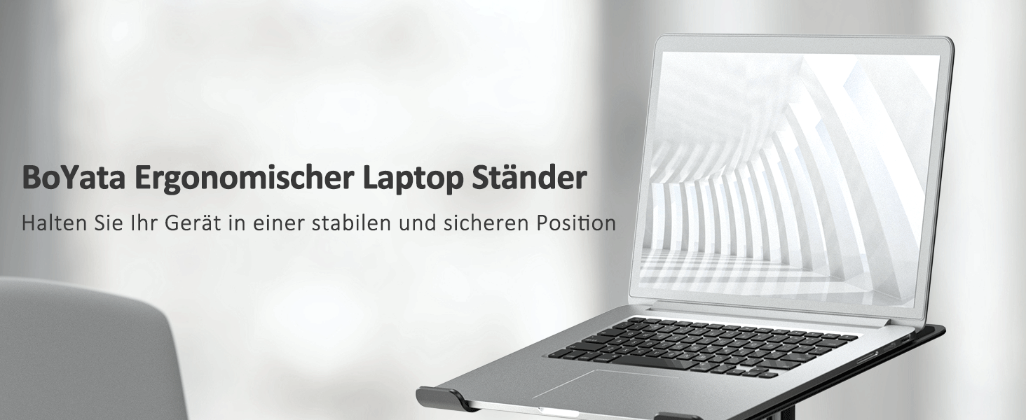 Adjustable Laptop Stand with Ventilation - Aluminum Laptop Riser for Desk - Compatible with 10-17
