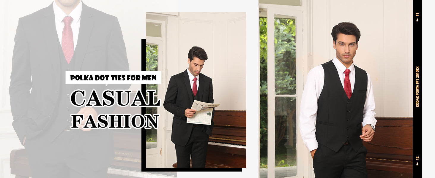 Чоловіча краватка HISDERN з кишеньковим хустинкою в горошок. Класичний стиль для весілля, ділових зустрічей. Чорно-білий комплект, універсальний розмір.