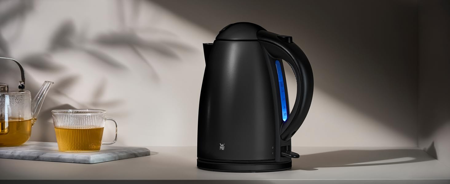 Електрочайник WMF Stelio 1,7 л, нержавіюча сталь, 2400 Вт, з підсвіткою та фільтром від накипу, матовий чорний