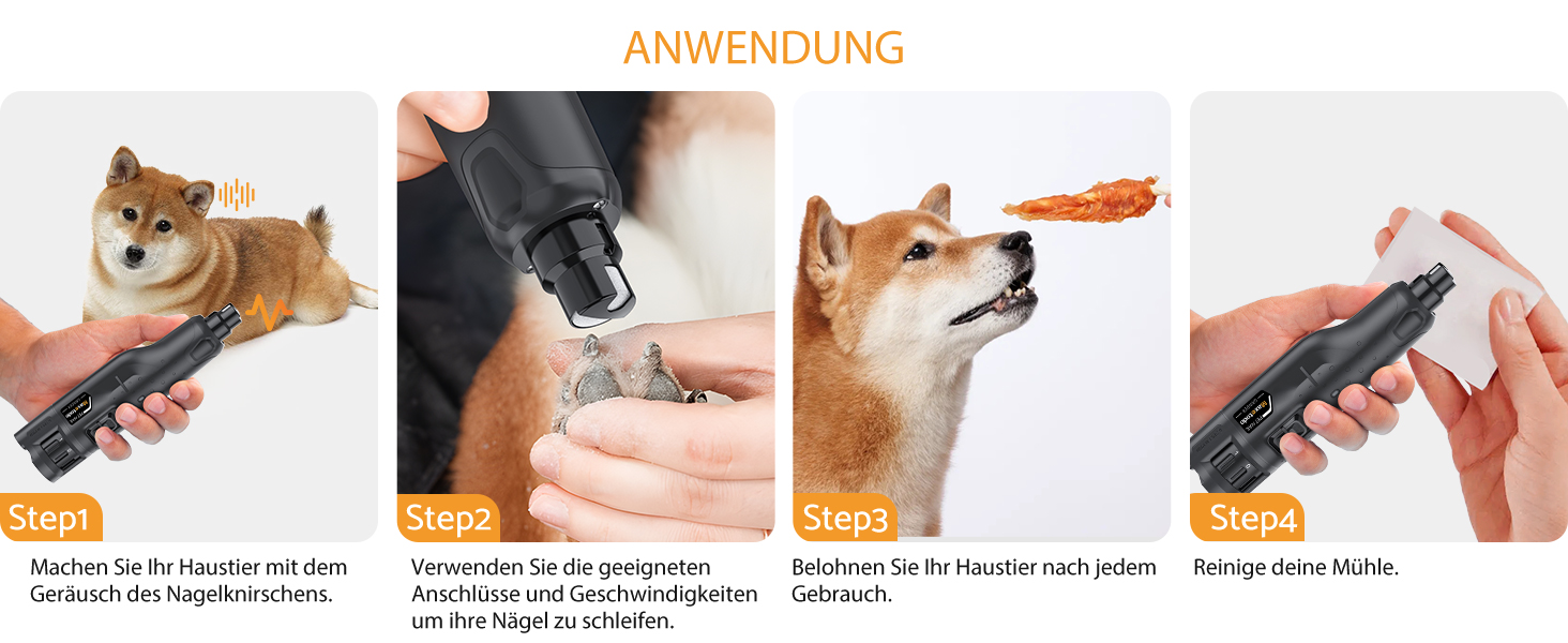 Електричний точило для собачих кігтів Krallenschleifer: 6 режимів, USB, LED, тихе, з захистом від пилу, для собак великих, середніх та маленьких порід