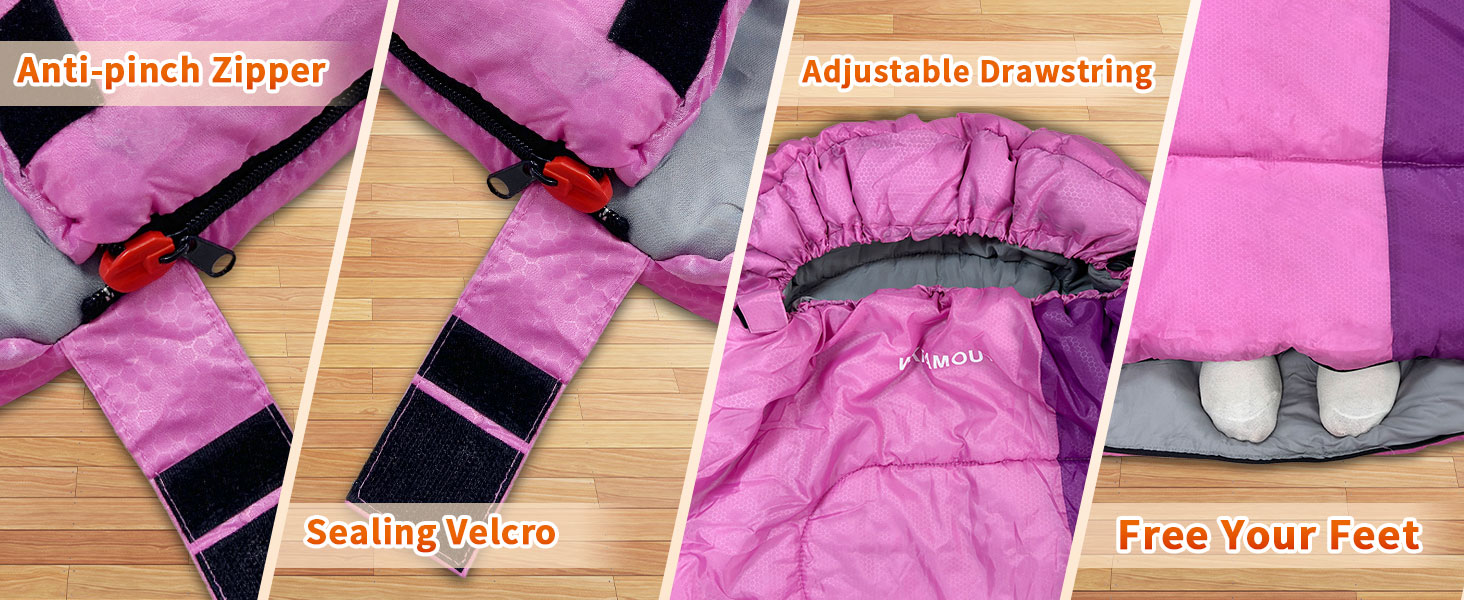 Спальний мішок Outdoor для дорослих, зимовий, 3-4 сезони, водонепроникний, комфортна температура 0°C, рожевий, 220x85 см, з компресійним мішком