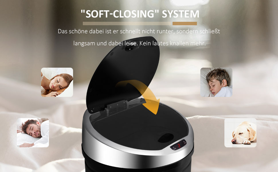 Сміттєвий бак Ribelli з датчиком, 60 літрів, чорний - автоматичне відкривання/закривання, з LED-індикатором