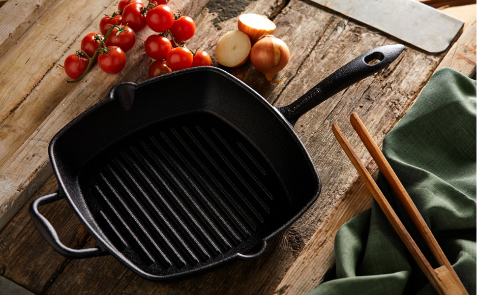 Чавунна сковорода-гриль Nabro квадратна 28 см з ручкою