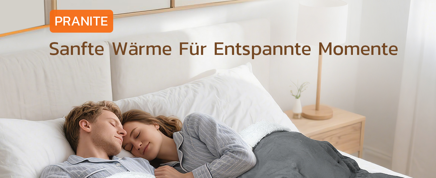 Електрична ковдра PRANITE 180x130 см з Sherpa та Flanell, 6 режимів нагріву, таймер 10 годин, автовимкнення, захист від перегріву, придатна для прання – сіра для ліжка та дивана