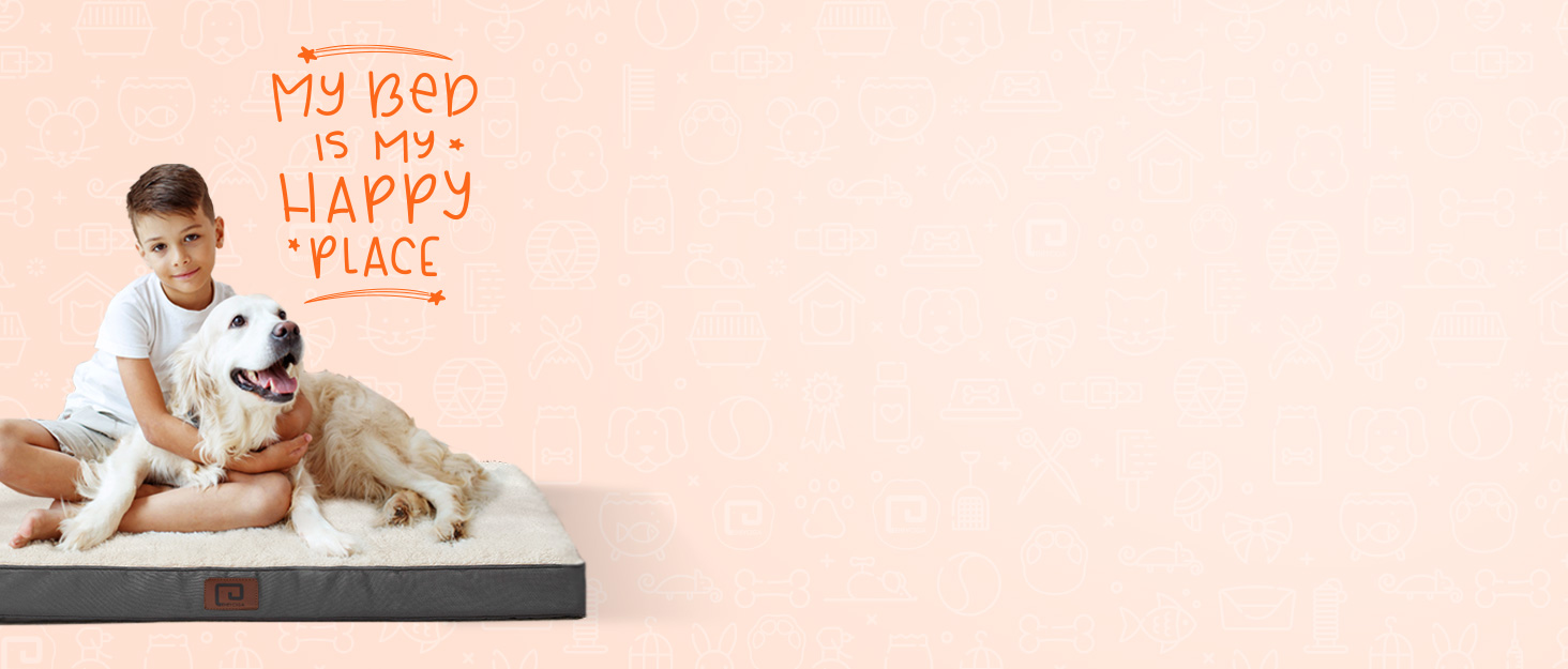 Ортопедичне ліжко для собак EHEYCIGA, великі та середні породи, 91x68 см, Memory Foam, вологостійке, з високим бортиком, сіре