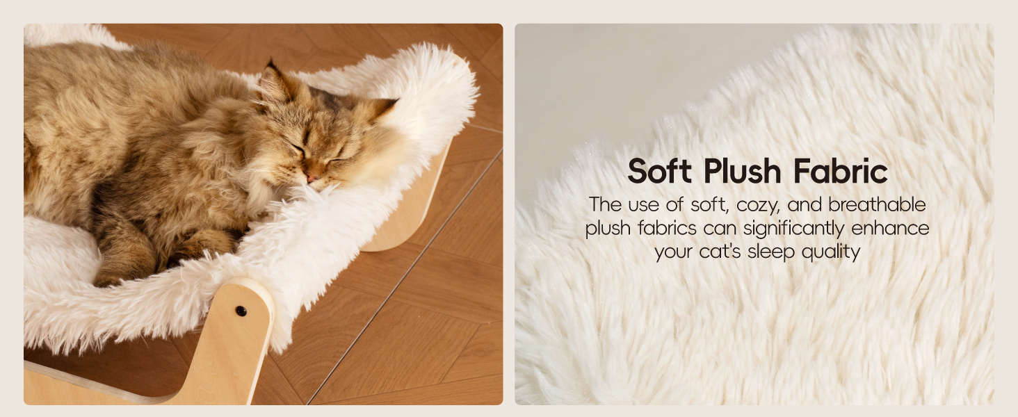 Кігтеточка-ліжко для котів MEWOOFUN, м'яка гамак для котів, ліжко для кігтів для котів, дерев'яна гамак для котів 58 x 44 x 22.5 см, підходить для котів, собак, кроликів, кошенят та дрібних тварин