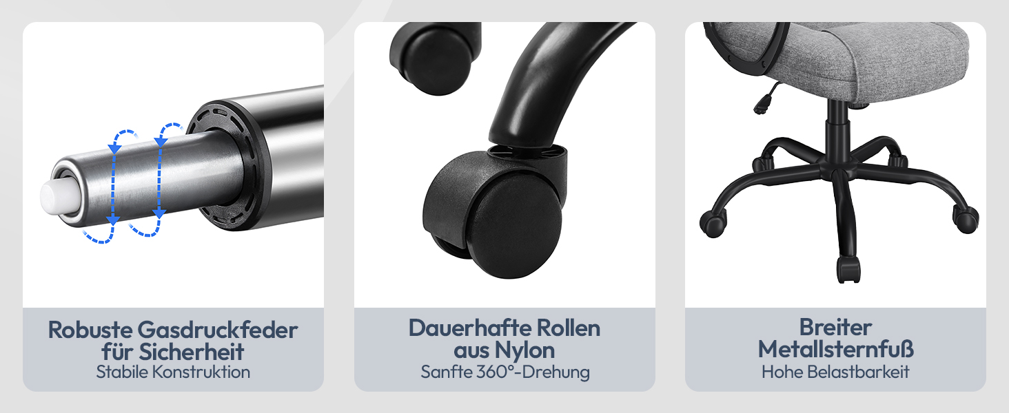 Офісне крісло Yaheetech для офісу та дому: ергономічний, з високою спинкою, регульований, комфортний, з м'яким наповнювачем, функція гойдання (сірий, поліестер)