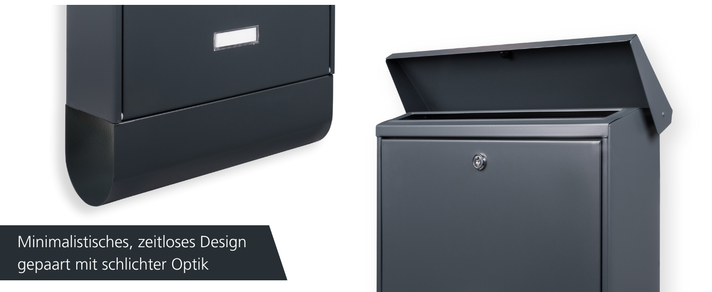 Поштовий ящик Burg-Wächter AMZ 2500 NI антрацит з газетницею та табличкою для імені, формат DIN C4, 2 ключі, нержавіюча сталь