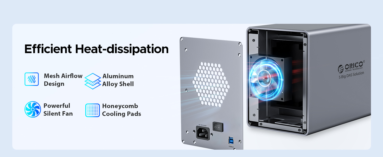 Зовнішній HDD-корпус ORICO 9858U3 для 5 жорстких дисків 3.5