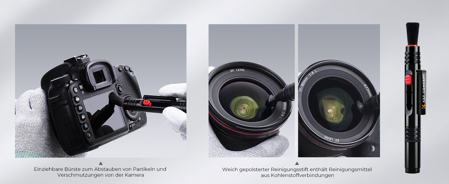 Набір для чищення об'єктивів K&F Concept: м'який пензлик для камер, лінз, фільтрів, DSLR