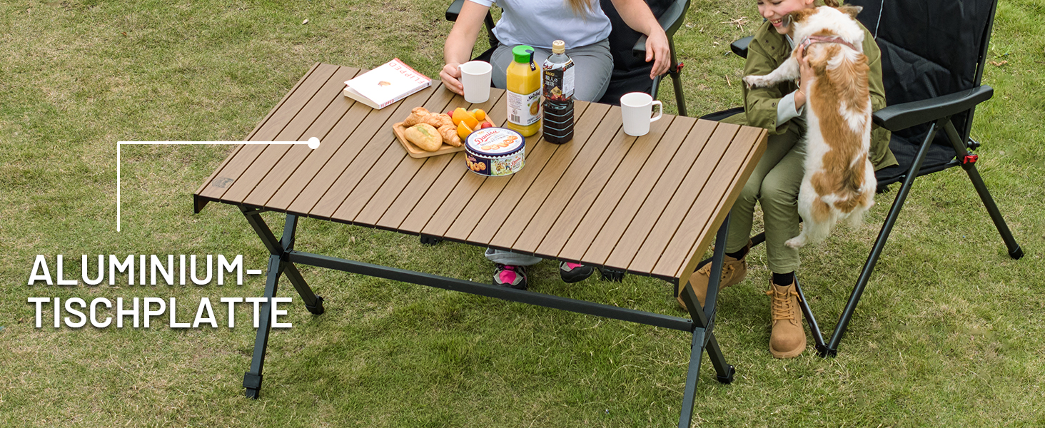 Складний кемпінговий стіл Timber Ridge 125x80 см, регульована висота, для 6 осіб, для пікніка, саду, походу, подорожей