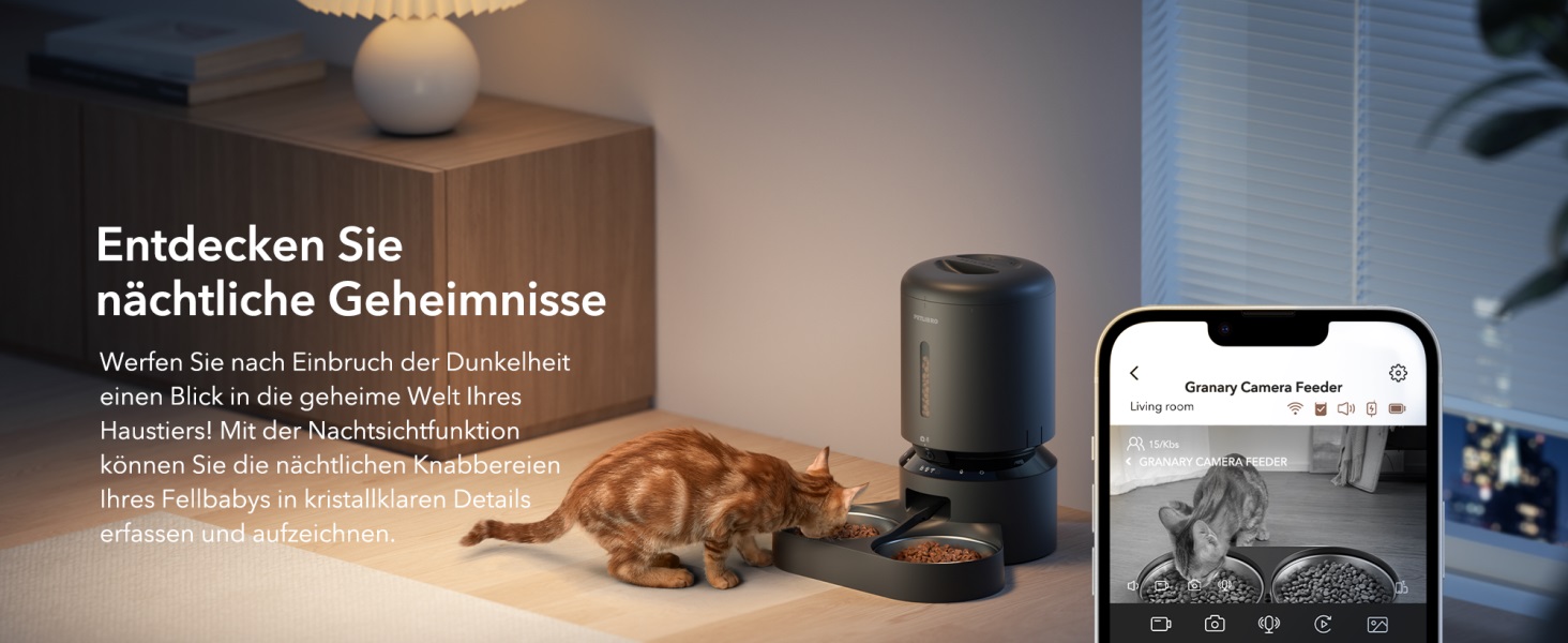 Автоматичний годівниця для котів PETLIBRO 5L з 2 мисками, 1080P камерою, WiFi, нічним баченням та сповіщеннями