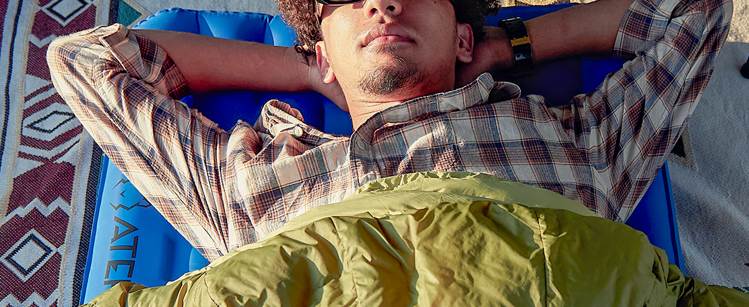 Каремат туристичний ATEPA ThermAir Ultraleicht - ізольований, 6R, R-значення 6.6, 7 камер, 11см товщини, блакитний