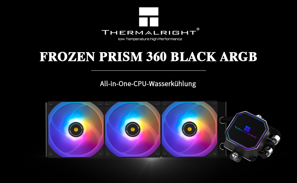 Система рідинного охолодження процесора Thermalright Frozen Prism 360 White ARGB, 360мм, 3 PWM вентилятори, для Intel LGA1700/1851/1200/115x та AMD AM4/AM5, Білий