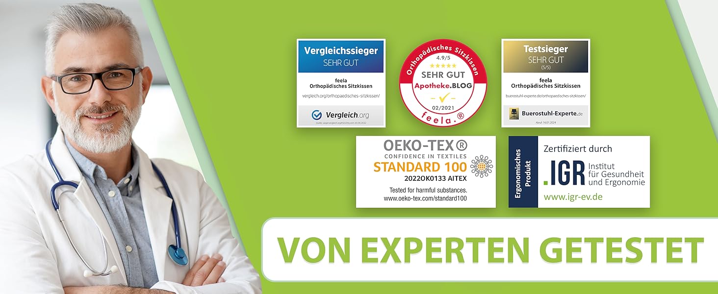 Ортопедична подушка для сидіння Feela® [3 ступені жорсткості] - Ергономічна подушка для офісного крісла та ін. Зменшує біль, підвищує комфорт, покращує кровообіг та знімає навантаження з куприка (Medium). Підходить для ваги 60-100 кг. Срібна.