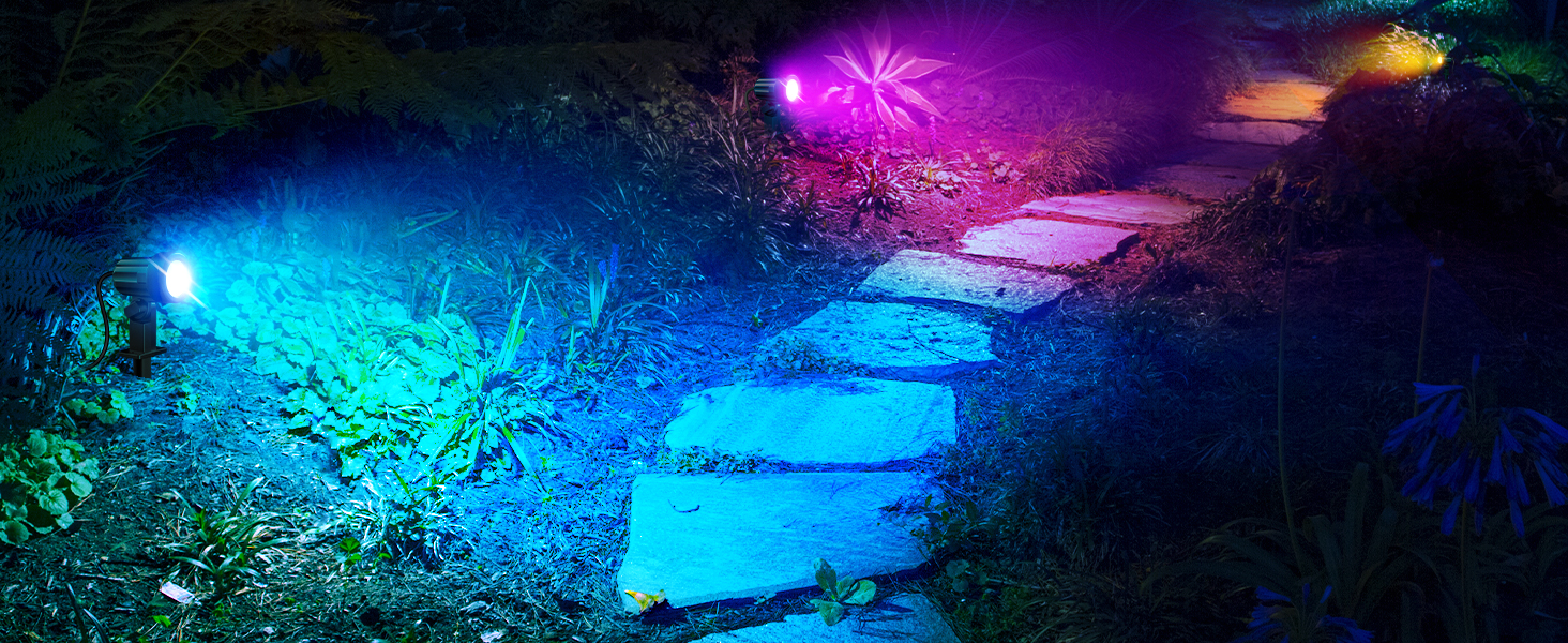 MEIKEE RGB Garden Lighting with Remote Control - 10 Colors, 30 Dynamic Modes, IP66 Waterproof, Timing Function, 8 Pack with EU Plug