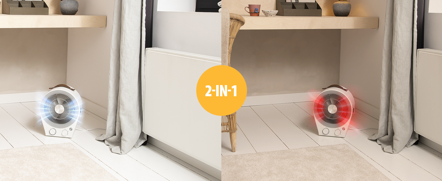 Tristar KA-5140 2-в-1: Електричний обігрівач та вентилятор - 4 режими, 2000 Вт, білий