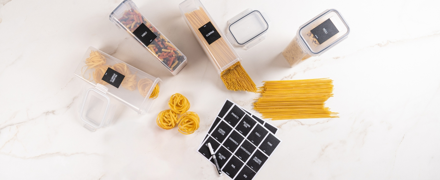 Набір контейнерів для зберігання Deco haus® 24 шт. з кришкою, герметичні - для кухні, продуктів, організації - для борошна, макаронів, мюслі