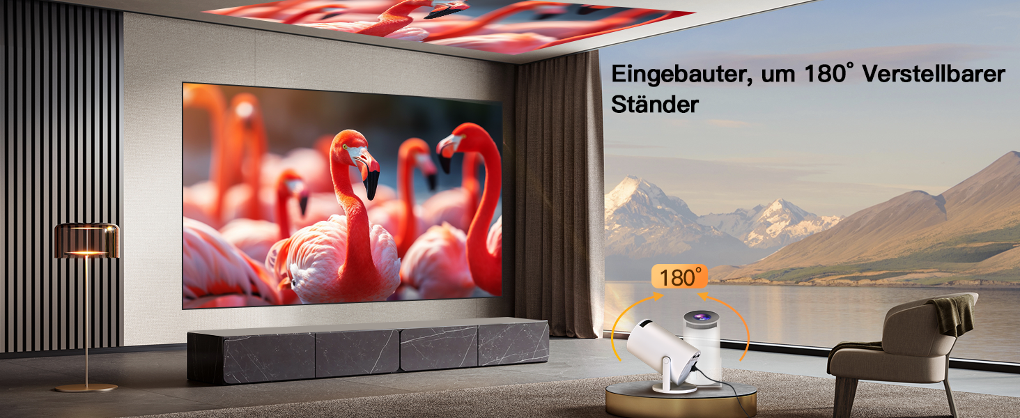 Портативний проєктор LYNCAST HY300 Pro з Wi-Fi, Bluetooth та Android 11: 1080P/4K, поворотний на 180°, для домашнього кінотеатру та на відкритому повітрі
