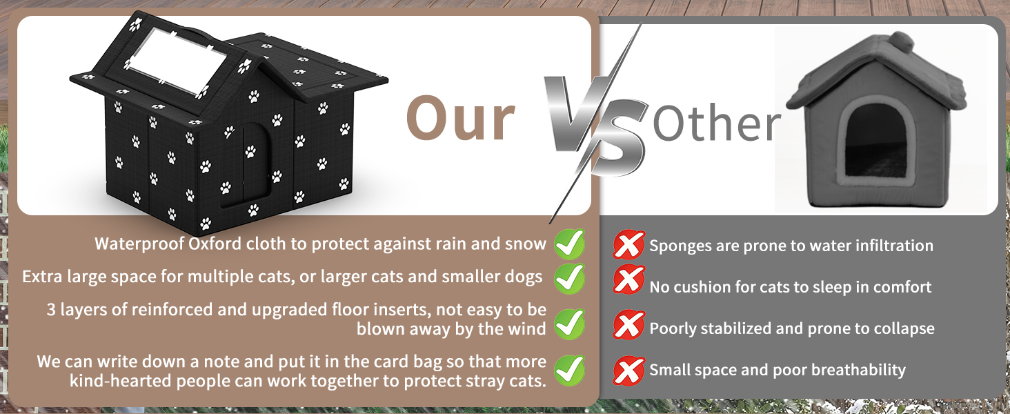 Кіт Будинок для Зовні Зимостійкий, Будинок для Вуличних Кішок з Знімними Подушками, Захист від Холоду для Тварин з Завісою на Дверях, Легко Збирається, Зелений (Чорний, 33 x 38 x 43 см)
