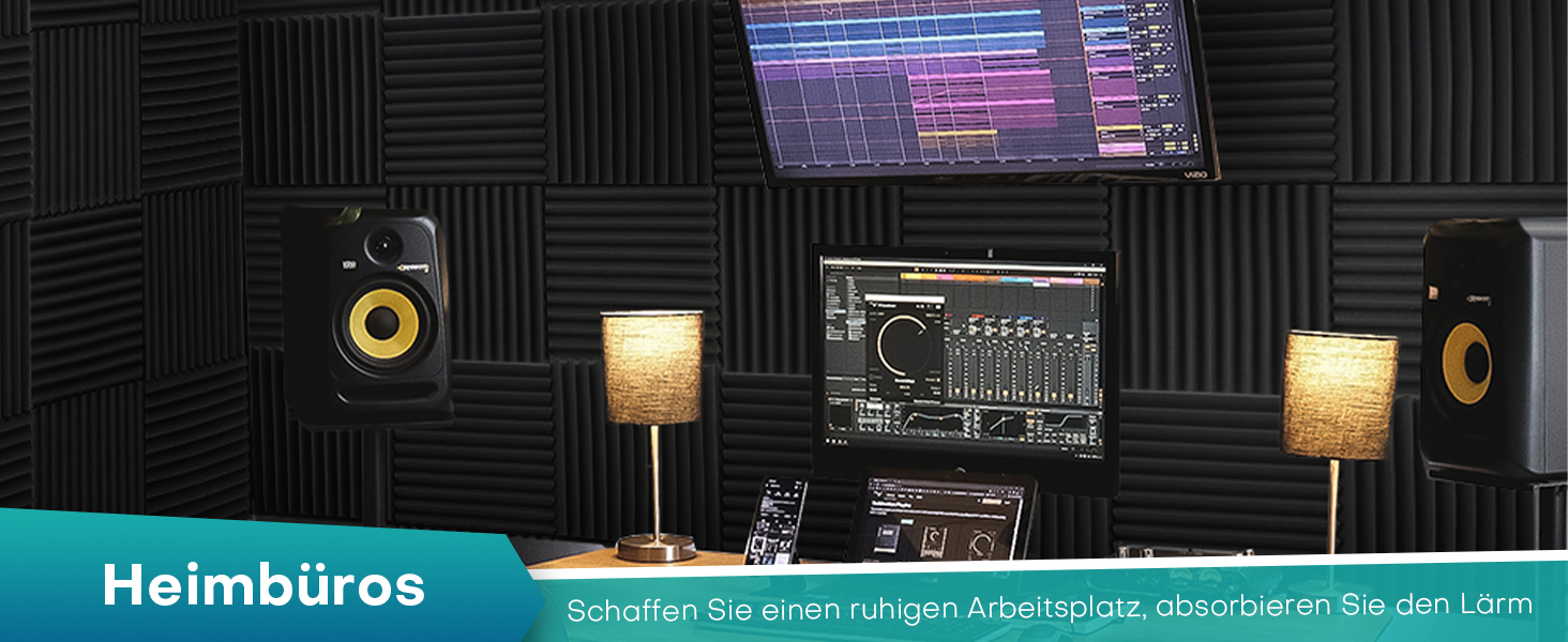 Акустичний поролон Knightsacoustic для звукоізоляції студії, 30x30x2.5 см, чорний, 52 шт — панелі-поглиначі шуму