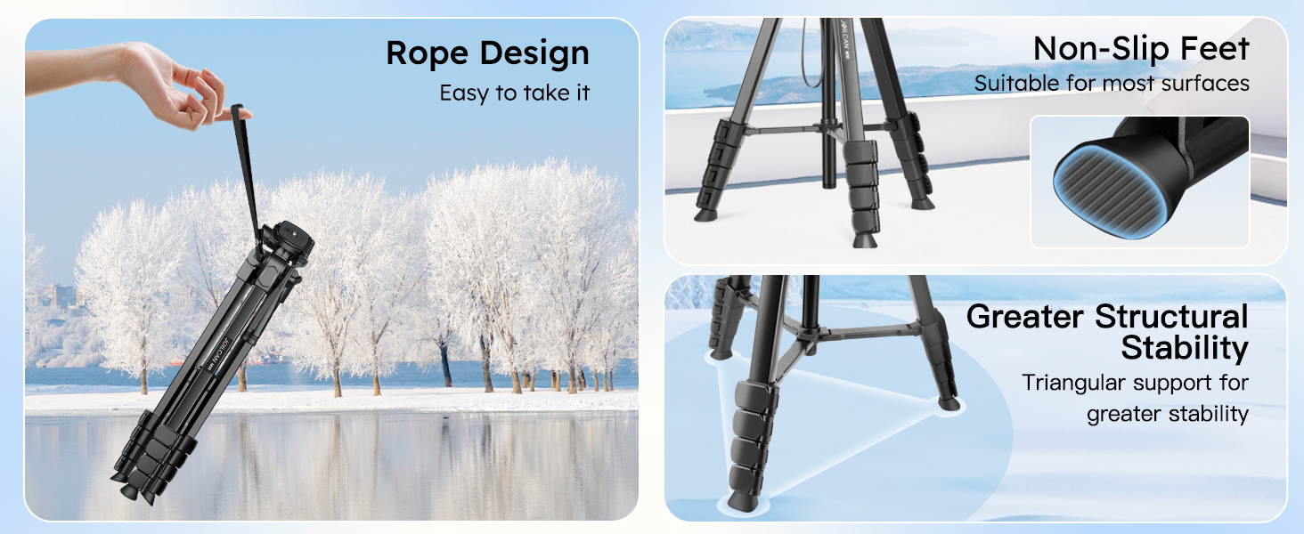 Штатив для камери JOILCAN 81'/206cm: штатив для смартфона з пультом, тринога з алюмінію для DSLR Canon Nikon, легкий туристичний штатив