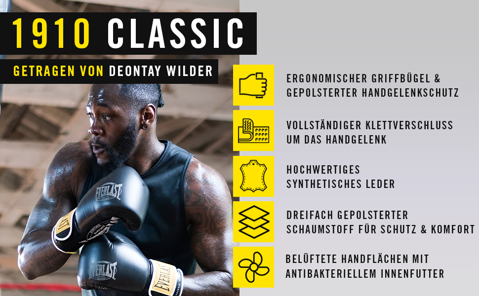 Боксерські рукавички Everlast 1910 Classic з натуральної шкіри, для тренувань з мішком та лапами, на липучці, потрійна амортизація, ергономічне зчеплення – Оригінальні Everlast