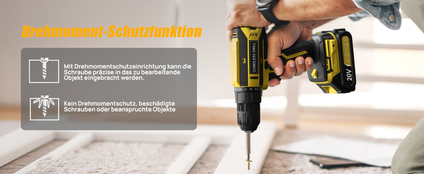 Акумуляторний шурупокрут/дрель 20V, 56 шт. у комплекті, 42Nm, LED-підсвічування, для дому та ремонту